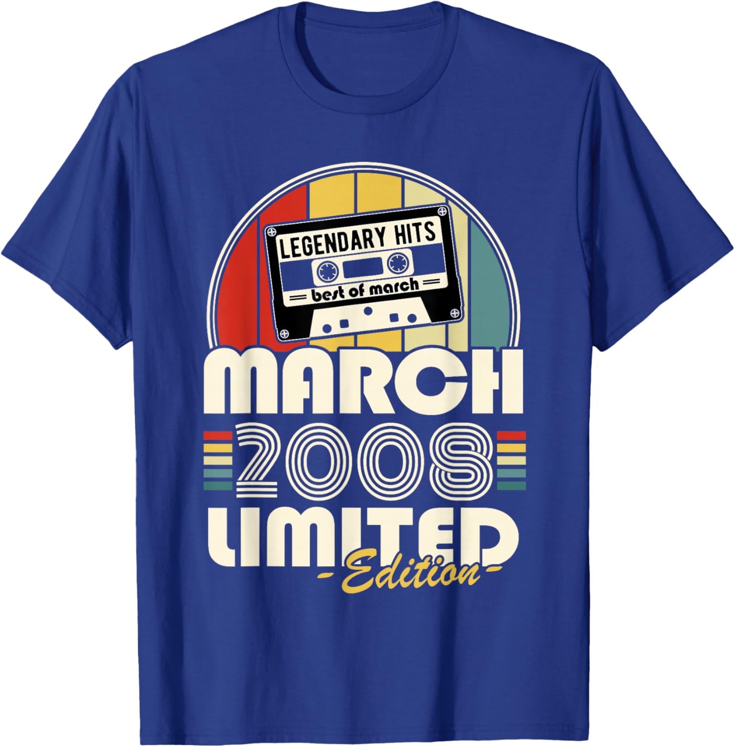 Vintage Birthday 18 Years Born in March 2008 Boys Girls T-Shirt - T-Shirt | Royal