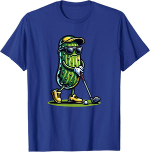 Pickle Playing Golf Funny Sports and Golfing Trendy Humor T-Shirt - T-Shirt | Royal