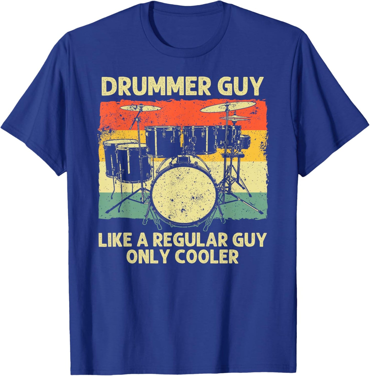 Funny Drumming Art Dad Drumline Drum Set Drummer T-Shirt - T-Shirt | Royal