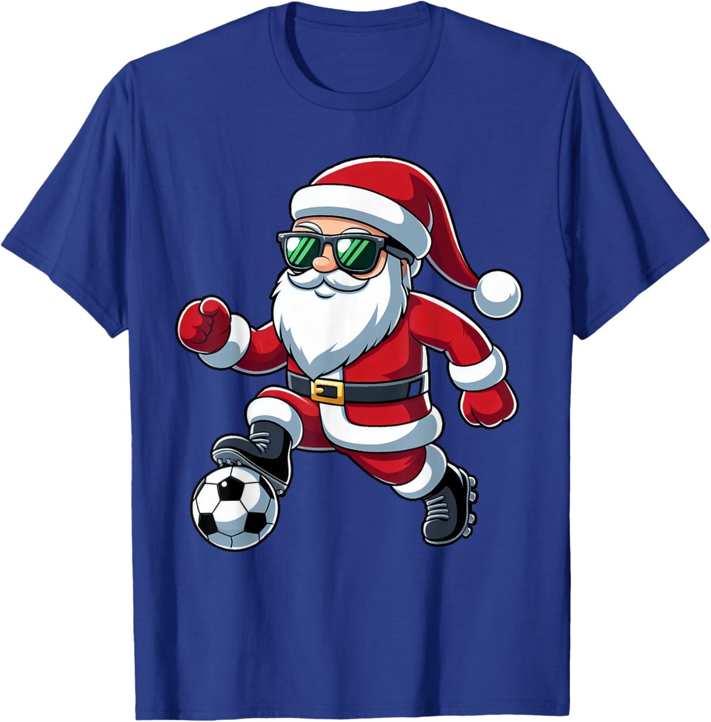 Christmas Santa Claus Play A Soccer Funny Boys Kids Xmas T-Shirt - T-Shirt | Royal