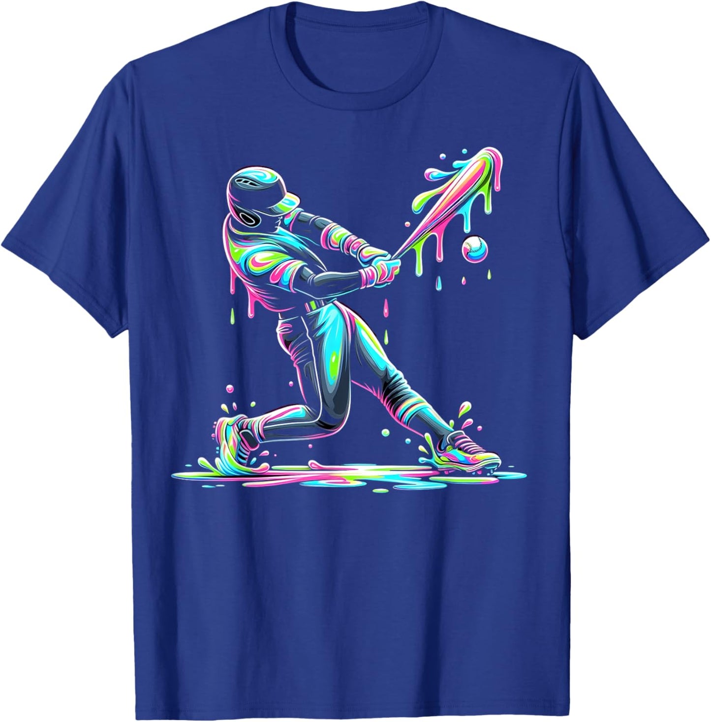 Baseball Drip Boys Batter Ice Cream Drip Youth Player Fan T-Shirt - T-Shirt | Royal