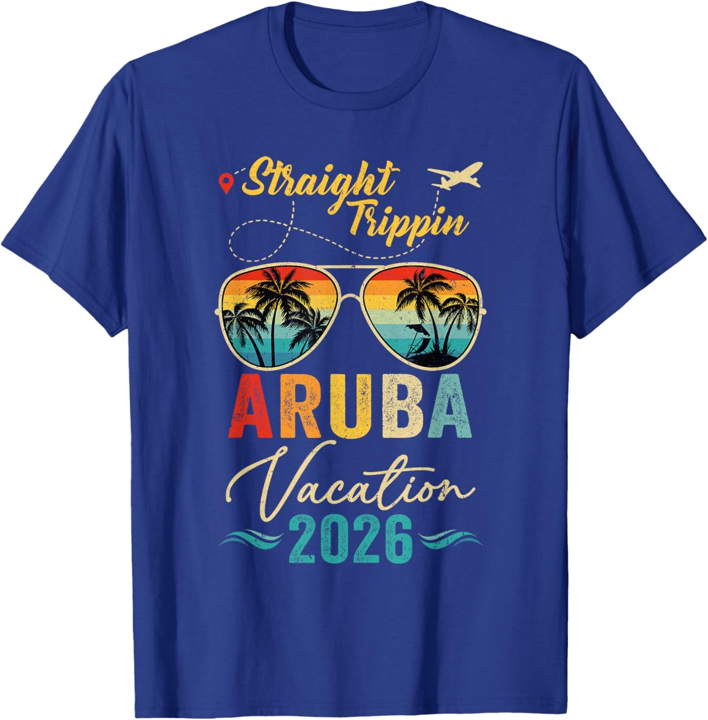 Straight Trippin Aruba 2026 Family Summer Vacation T-Shirt - T-Shirt | Royal