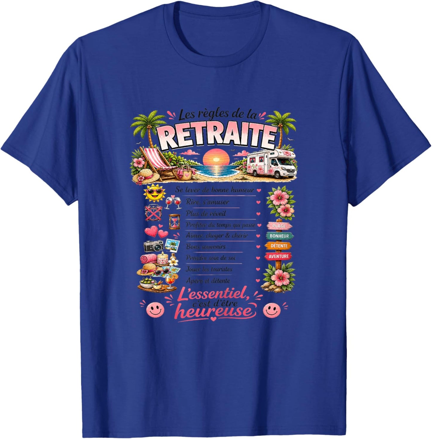 Cadeau Retraitée Femme Original Les Règles de la Retraite T-Shirt - T-Shirt | Royal