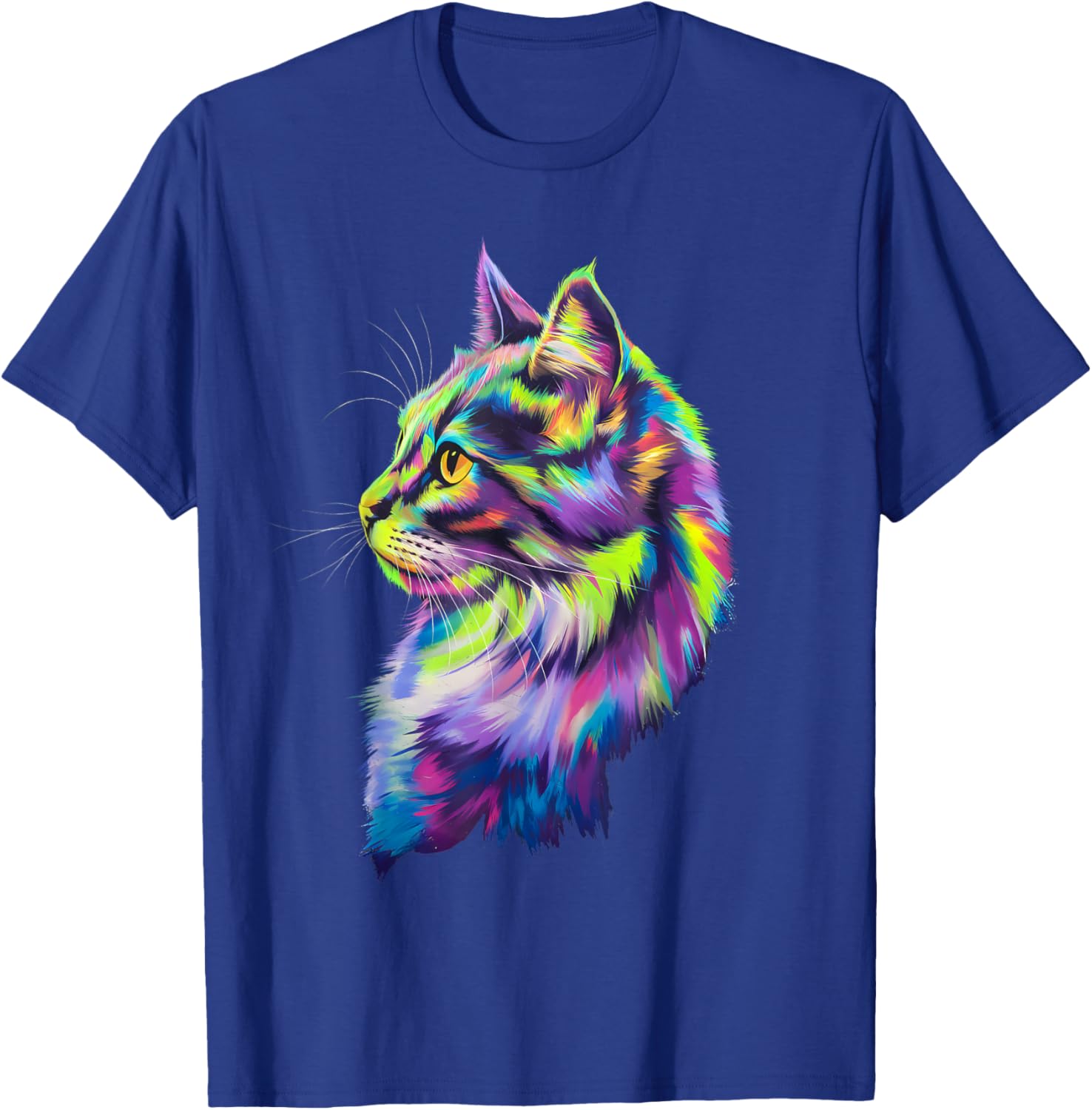 Colorful Cat Graphic Kitten Lovers Art Kitty Cats T-Shirt - T-Shirt | Royal