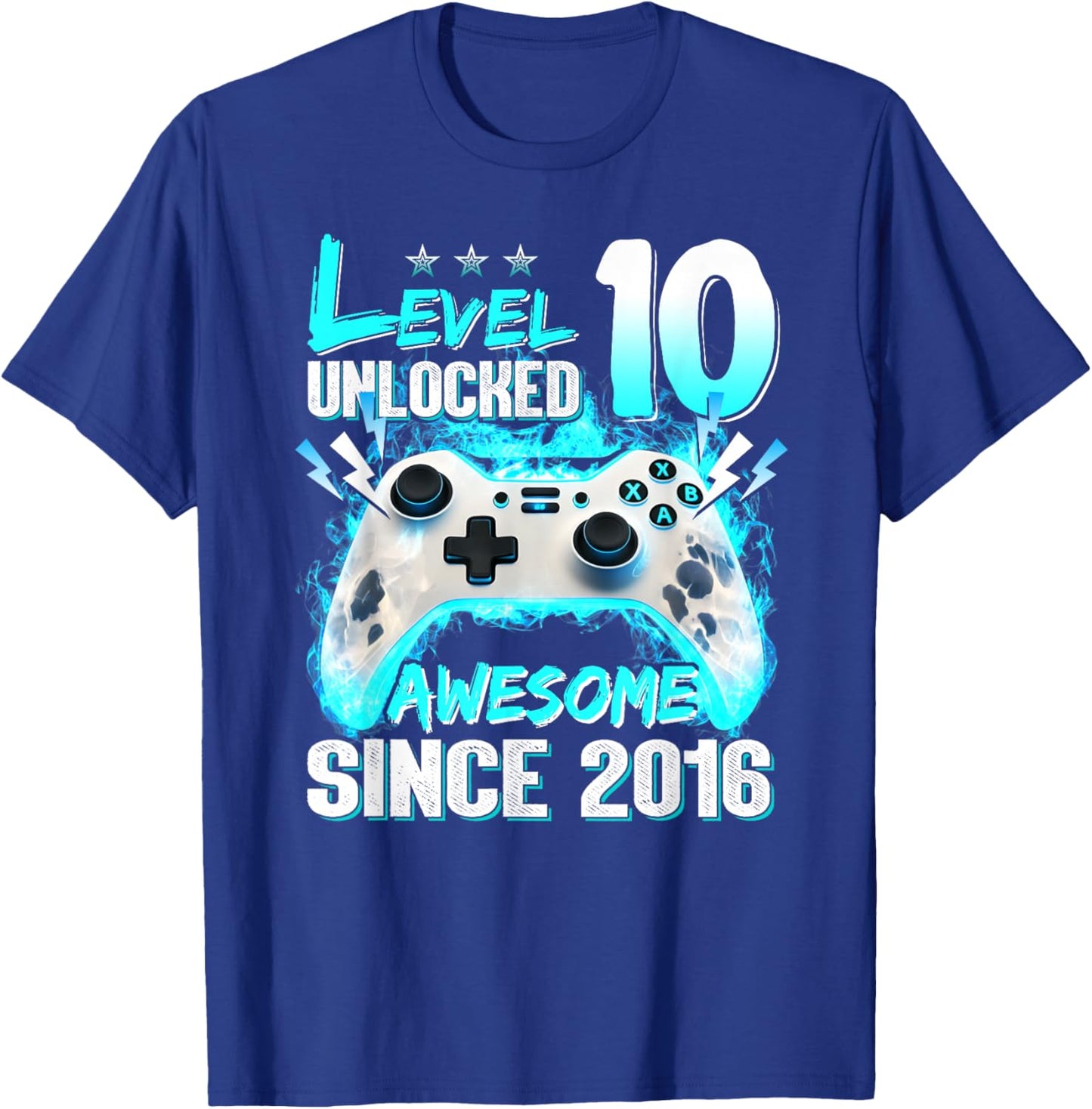 Niveau 10 Débloqué 10e Anniversaire 10 Ans Garçon Vidéo Gamer T-Shirt - T-Shirt | Royal