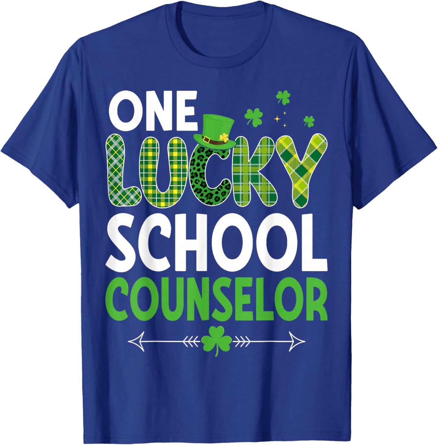 One Lucky School Counselor - St Patricks Day Shamrock Leaf T-Shirt - T-Shirt | Royal