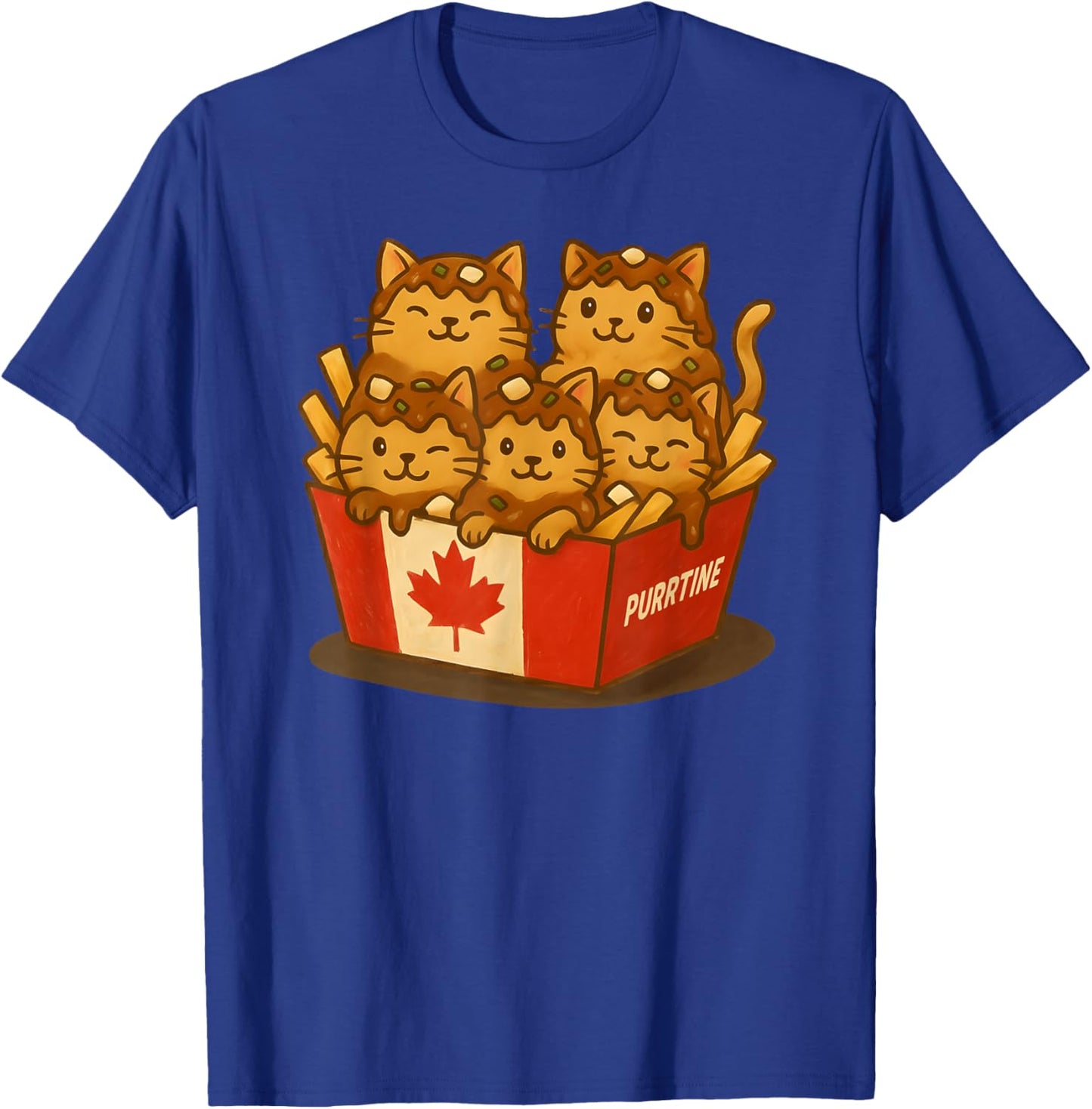 Canadian Poutine Funny Canada Cute Kawaii Cat Canadian Flag T-Shirt - T-Shirt | Royal