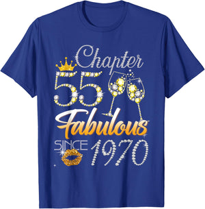 Chapter 55 Fabulous Since 1970 55th Leopard Birthday Queen T-Shirt - T-Shirt | Royal