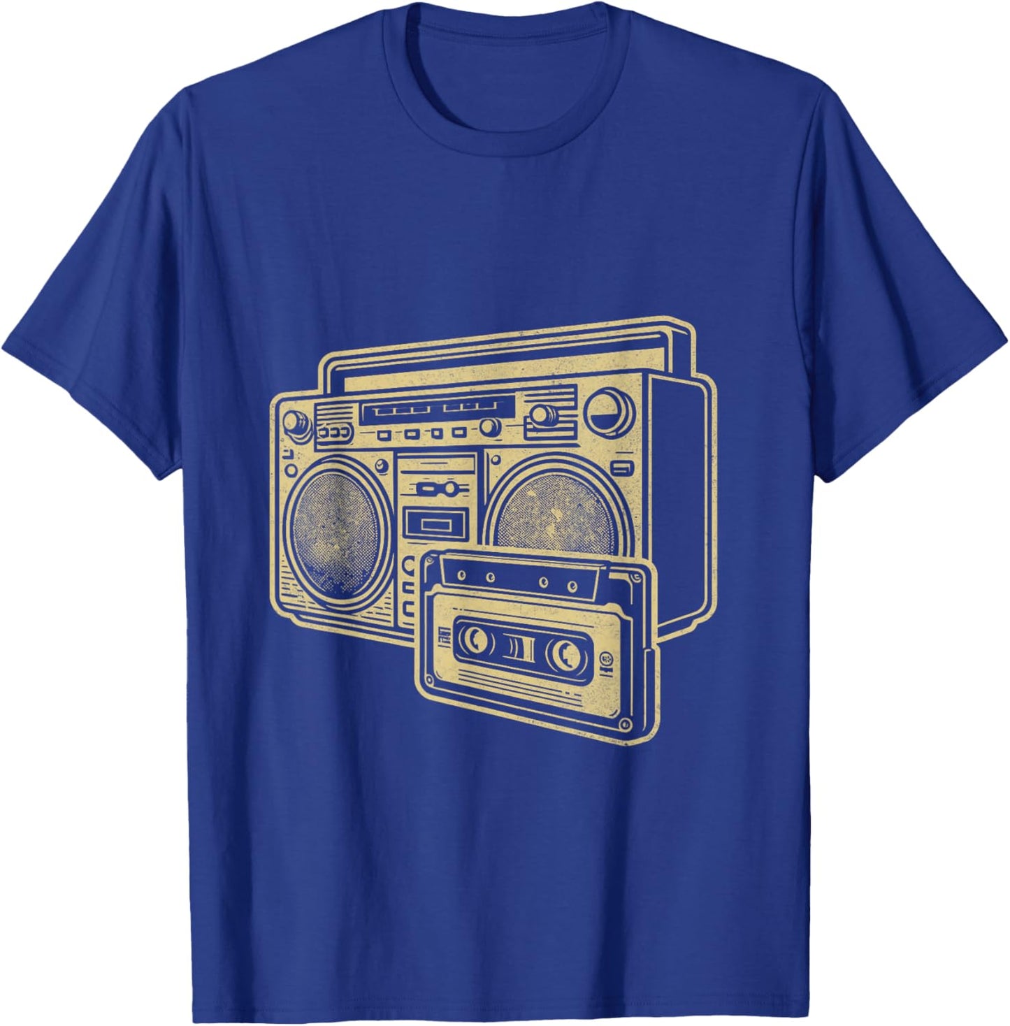 Vintage Boombox Gold Line Art Retro Music Lover T-Shirt - T-Shirt | Royal