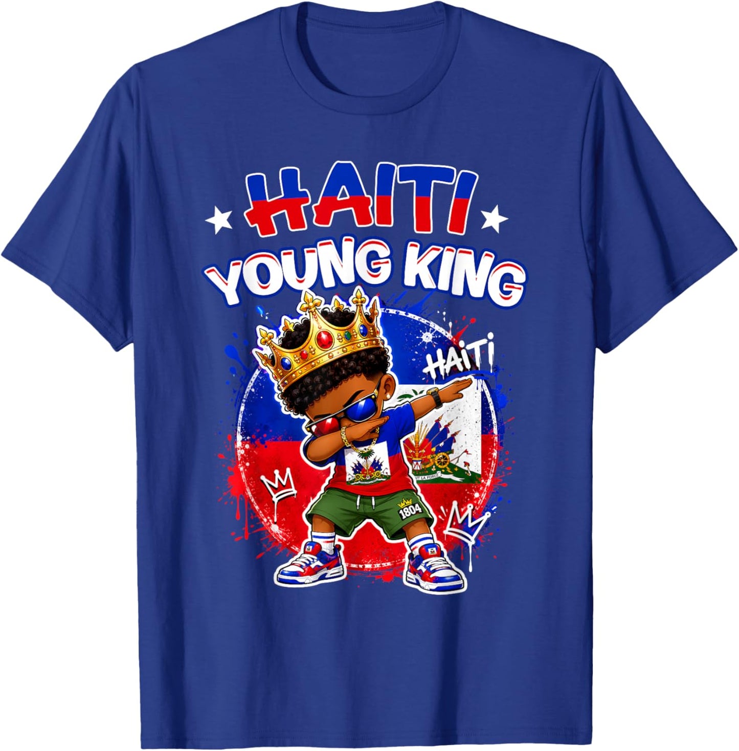 Haiti Young King Haitian Flag Day Independence Day Boys Kids T-Shirt - T-Shirt | Royal