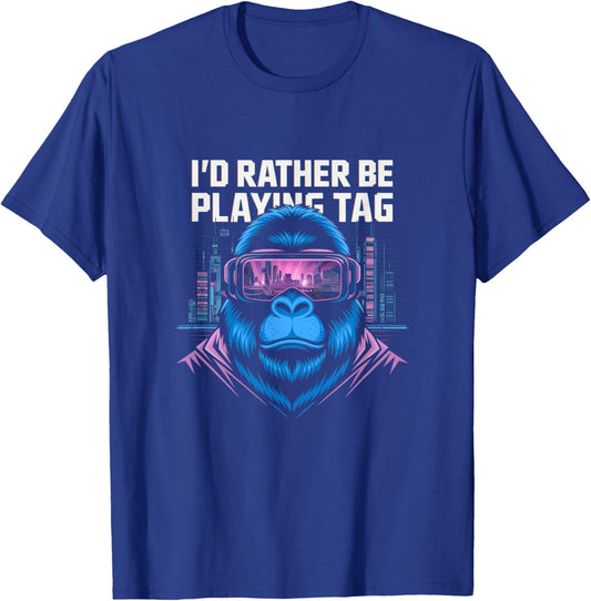 I'd Rather Be Playing Tag VR Gaming T-Shirt - T-Shirt | Royal