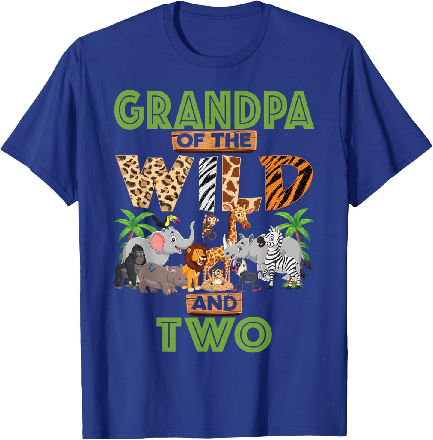 2nd Birthday Zoo Safari Jungle Grandpa Of The Wild and Two T-Shirt - T-Shirt | Royal