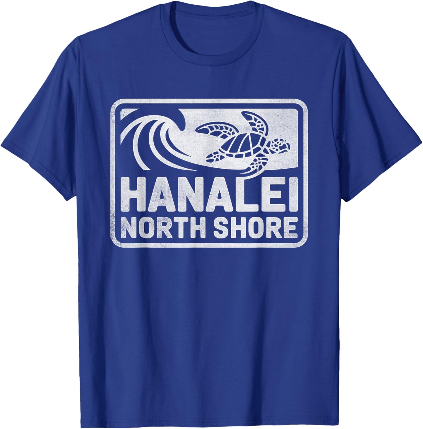 Hanalei North Shore Sea Turtle Kauai Hawaii Retro Hawaiian T-Shirt - T-Shirt | Royal