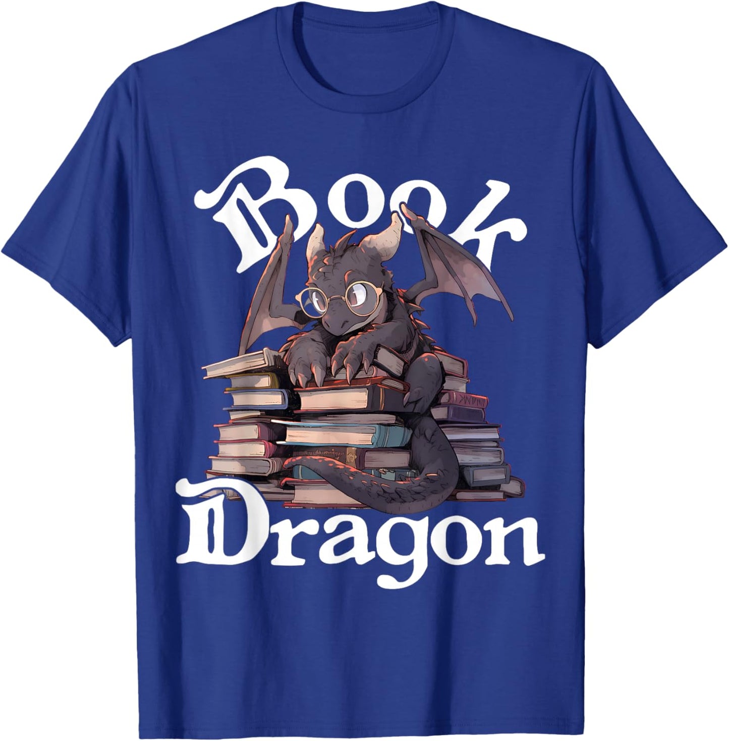 Book Dragon Book Lover Bookworm Funny Book Reader Librarian T-Shirt - T-Shirt | Royal