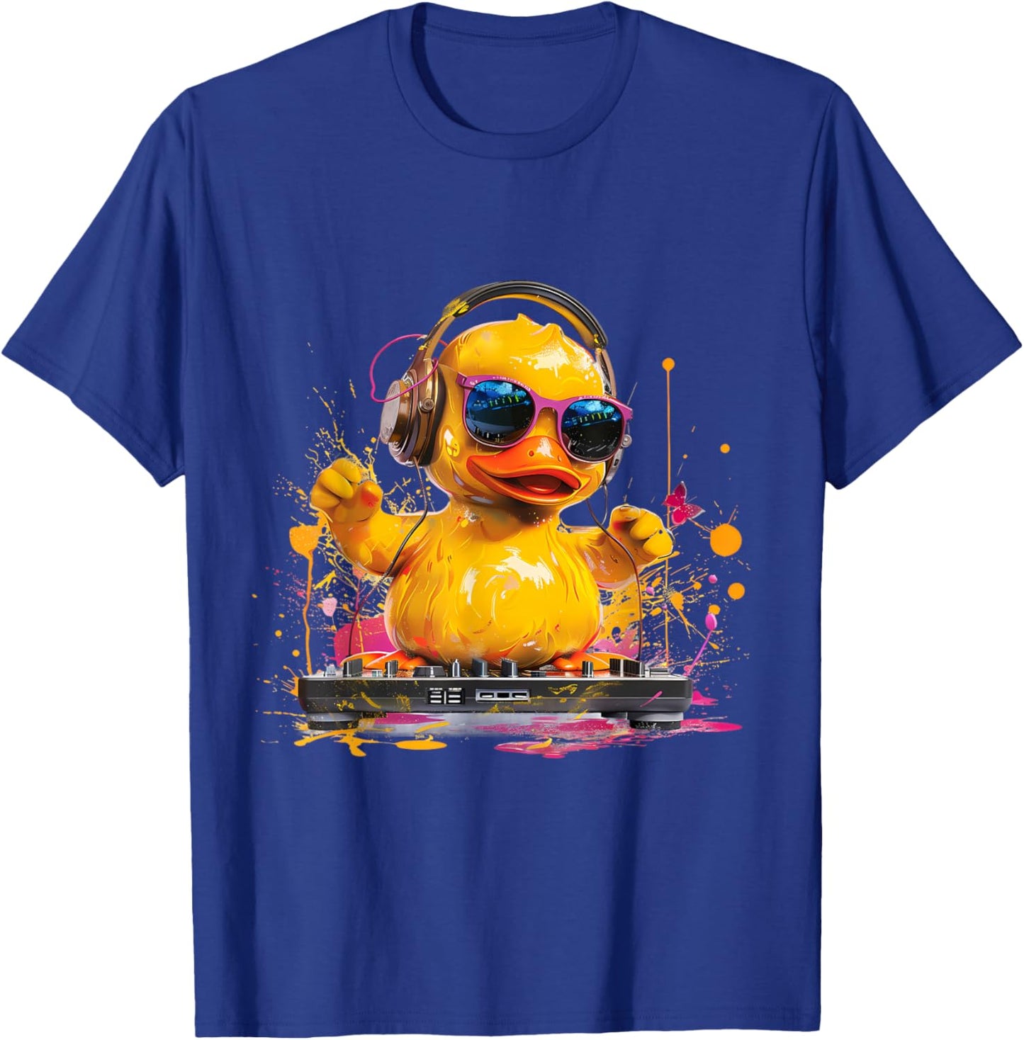 Rubber Duck Turntable DJ Music DJ Rubber Duckie Watercolor T-Shirt - T-Shirt | Royal