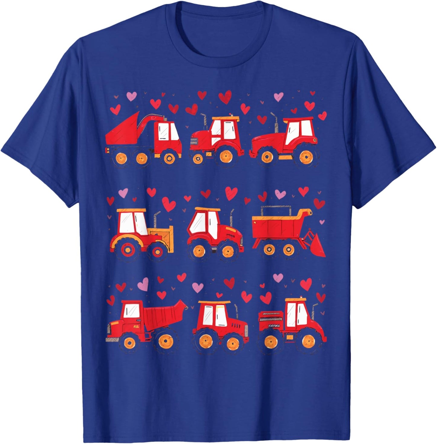 Kids Valentines Day Construction Trucks I Dig You Hearts T-Shirt - T-Shirt | Royal
