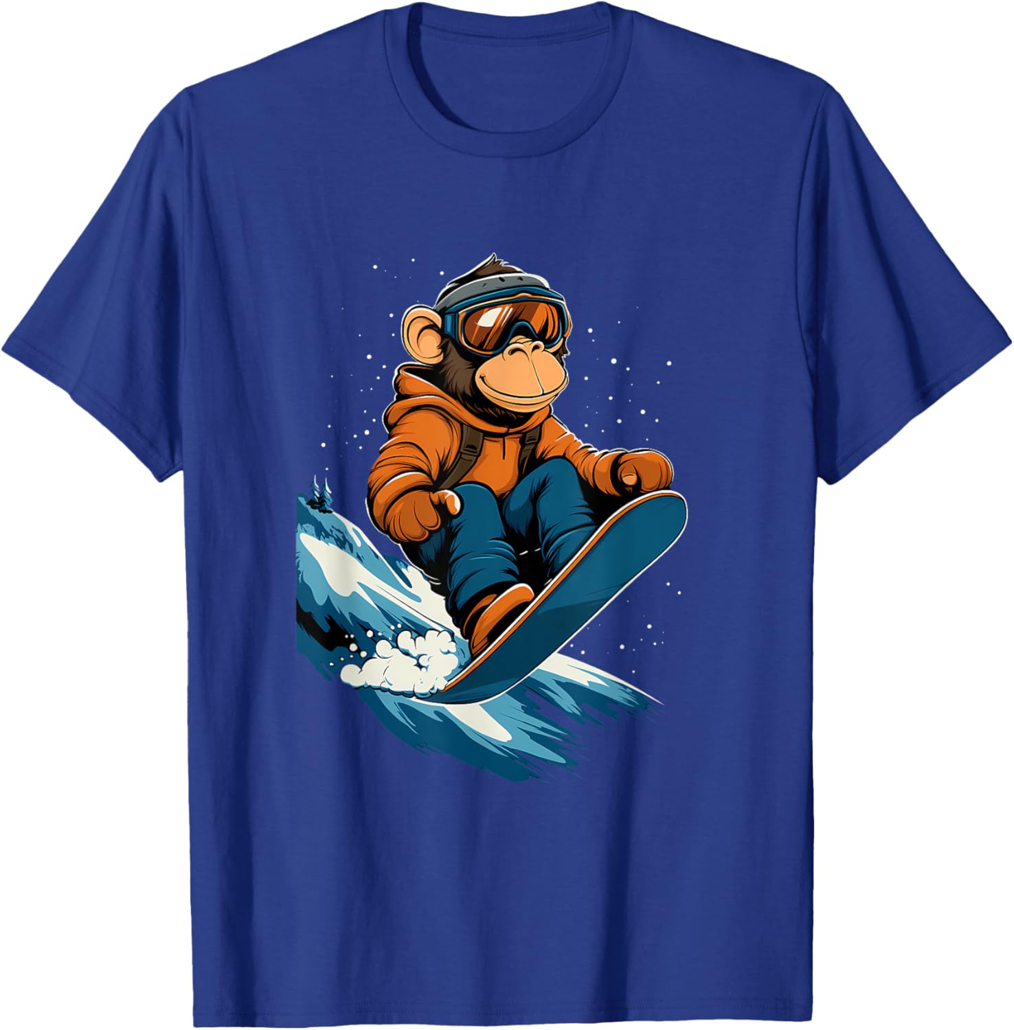 Snowboarding Animals- Monkey on a Snowboard Snowboarding T-Shirt - T-Shirt | Royal