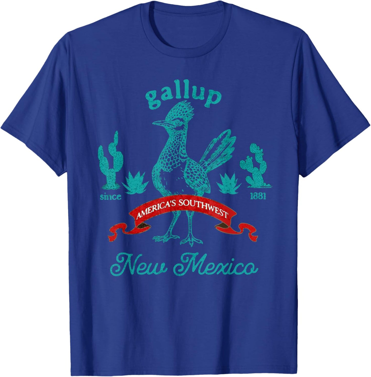 Gallup New Mexico Roadrunner Vintage Cactus Souvenir T-Shirt - T-Shirt | Royal