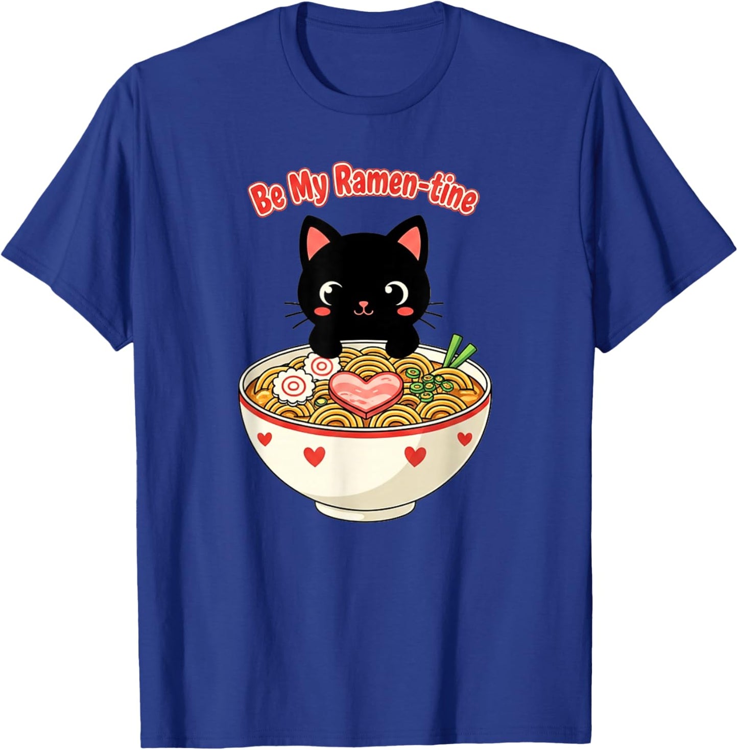 Cat Eating Ramen Cute Valentine's Day Japanese T-Shirt - T-Shirt | Royal