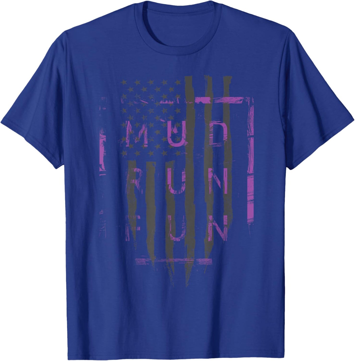Mud Run Fun USA FLAG PURP Mudder Trail Running and Mudding T-Shirt - T-Shirt | Royal