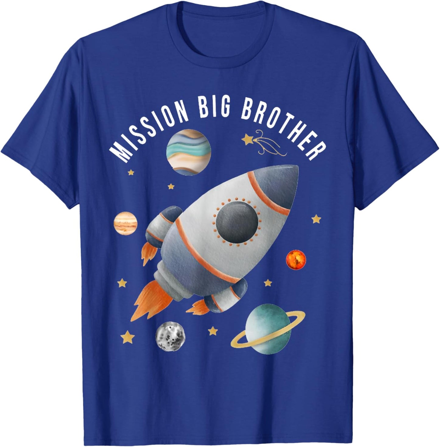 Mission Big Brother Funny Space Astronaut Rocket Baby Reveal T-Shirt - T-Shirt | Royal