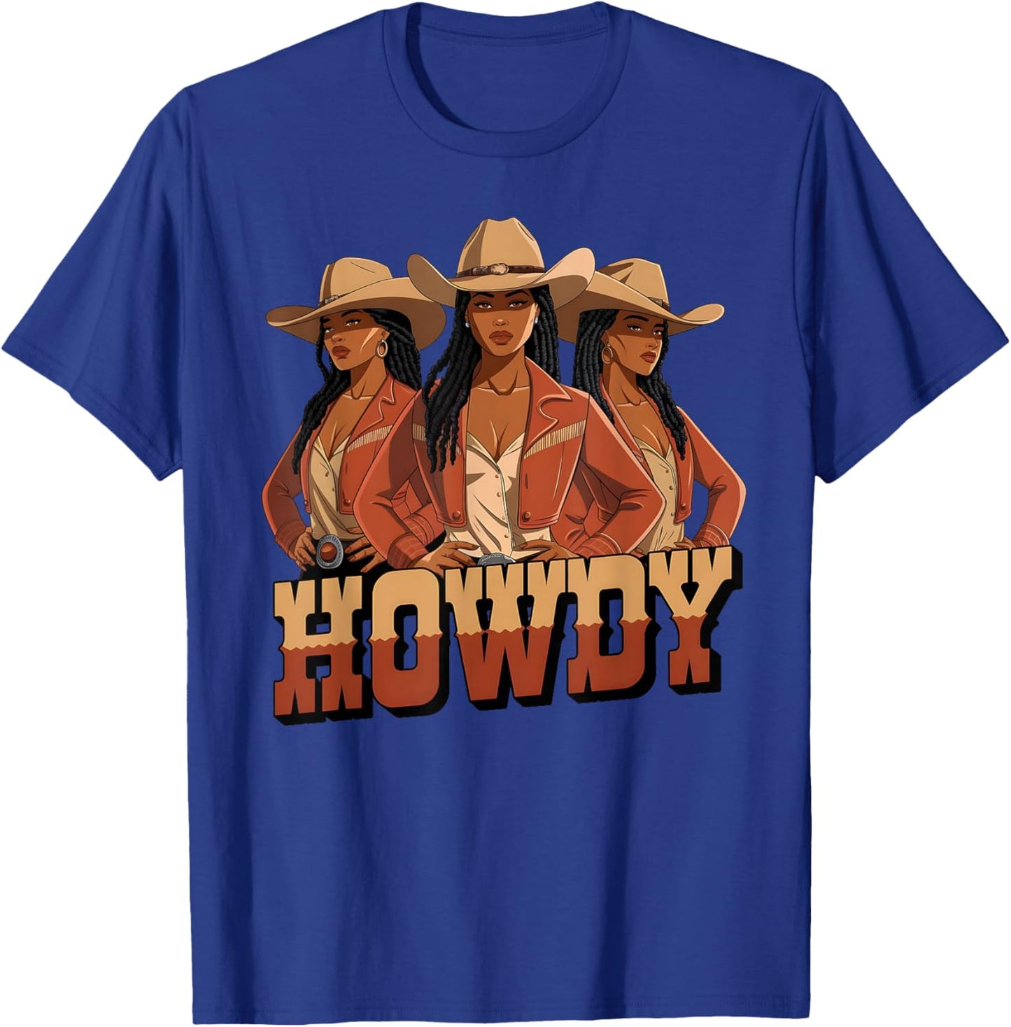 Howdy Retro Western Melanin Black Cowgirl African Women T-Shirt - T-Shirt | Royal