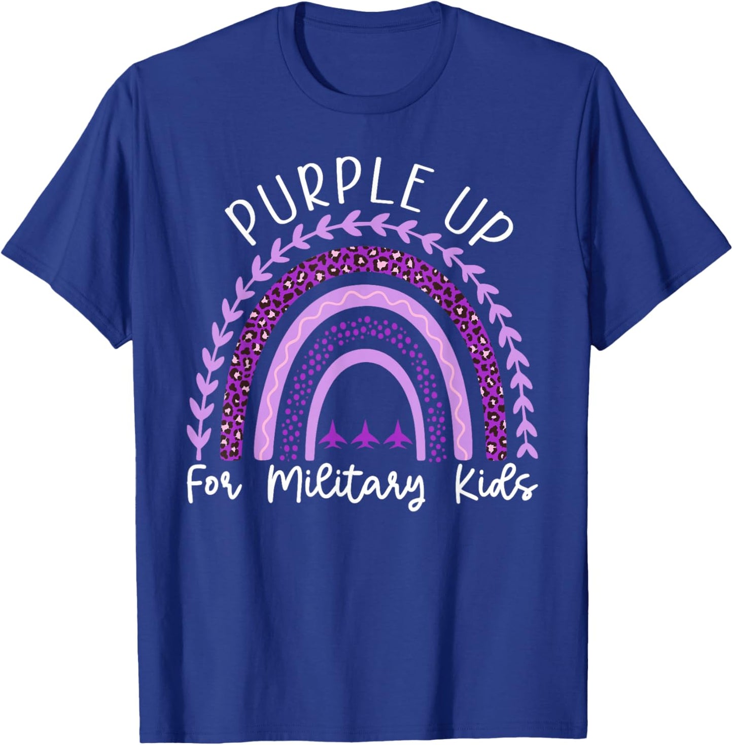 Purple Up for Military Kids Month Military Child Rainbow T-Shirt - T-Shirt | Royal