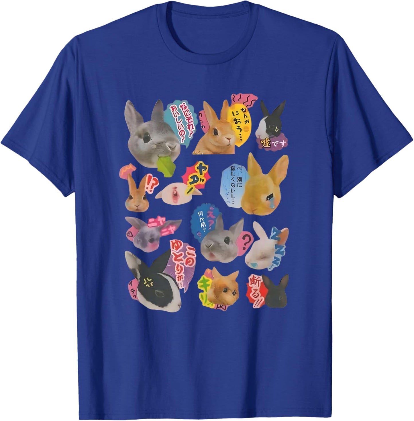Y2K Bunny 90s Harajuku Japanese Sticker Bunny Meme Design T-Shirt - T-Shirt | Royal