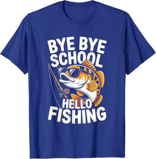 Last Day of School Fishing Summer Vacation Fisherman T-Shirt - T-Shirt | Royal