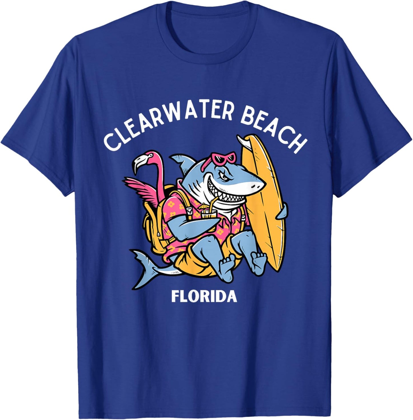 Fun Shark Design Clearwater Beach Florida T-Shirt - T-Shirt | Royal
