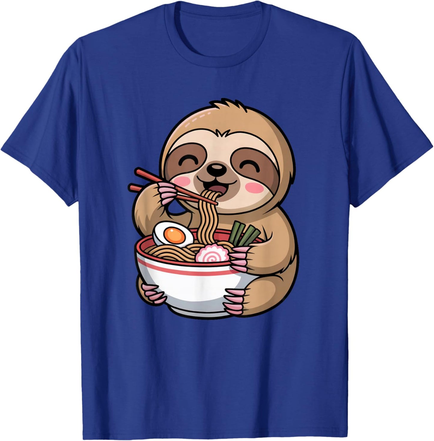 Cute Sloth Eating Ramen Noodles Anime Kawaii Gift T-Shirt - T-Shirt | Royal