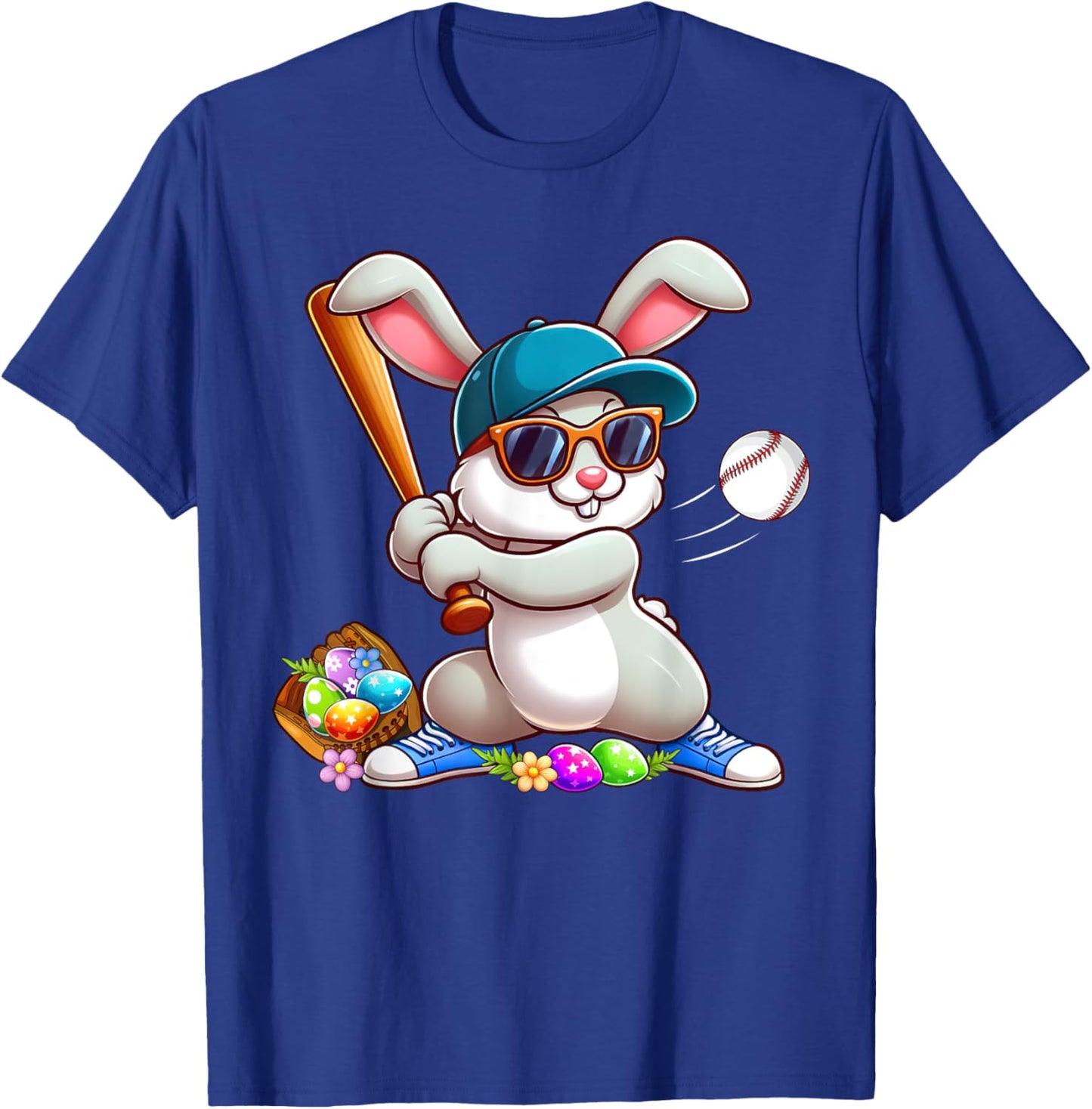 Funny Baseball Bunny Easter Shirts For Kids Boys Toddlers T-Shirt - T-Shirt | Royal