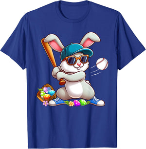 Funny Baseball Bunny Easter Shirts For Kids Boys Toddlers T-Shirt - T-Shirt | Royal