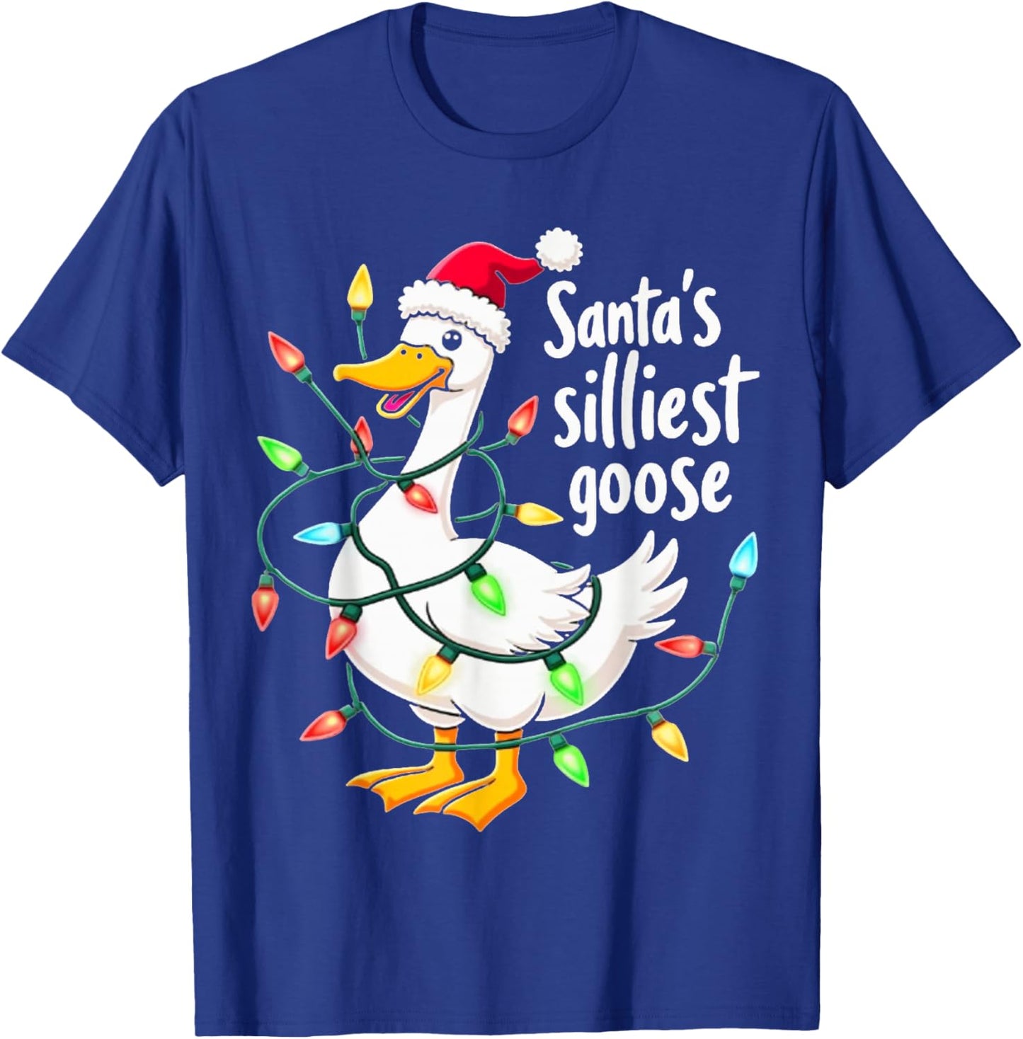 Santa's Silliest Goose Funny Christmas T-Shirt - T-Shirt | Royal