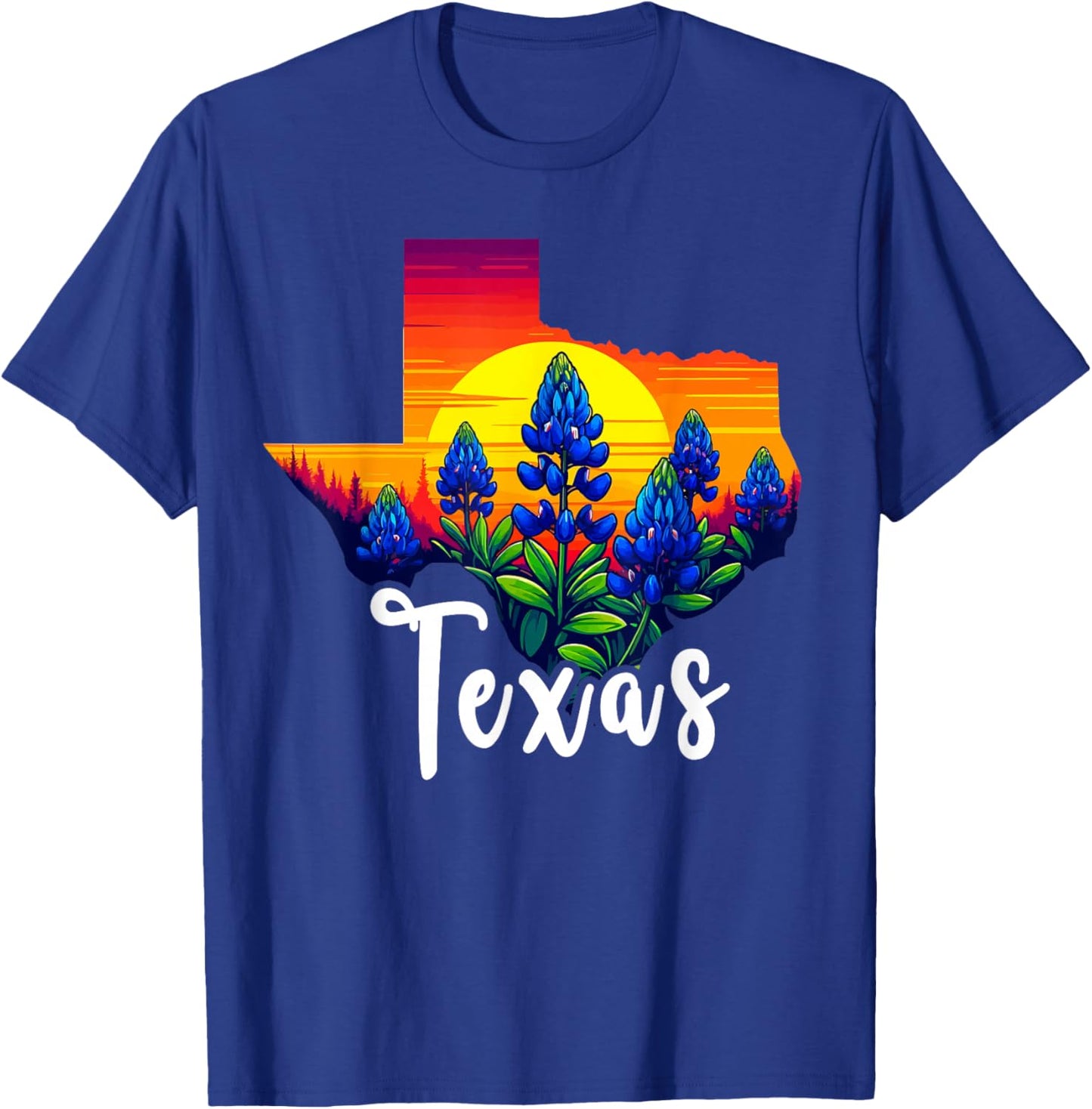 Texas Bluebonnet Sunset Lover Texas Wildflower Bluebonnets T-Shirt - T-Shirt | Royal