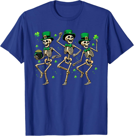 Skeleton Leperchaun Funny Skeleton Dancing St Patricks Day T-Shirt - T-Shirt | Royal