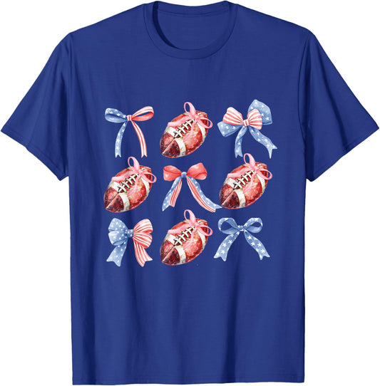 Game Day Coquette Football and girls T-Shirt - T-Shirt | Royal