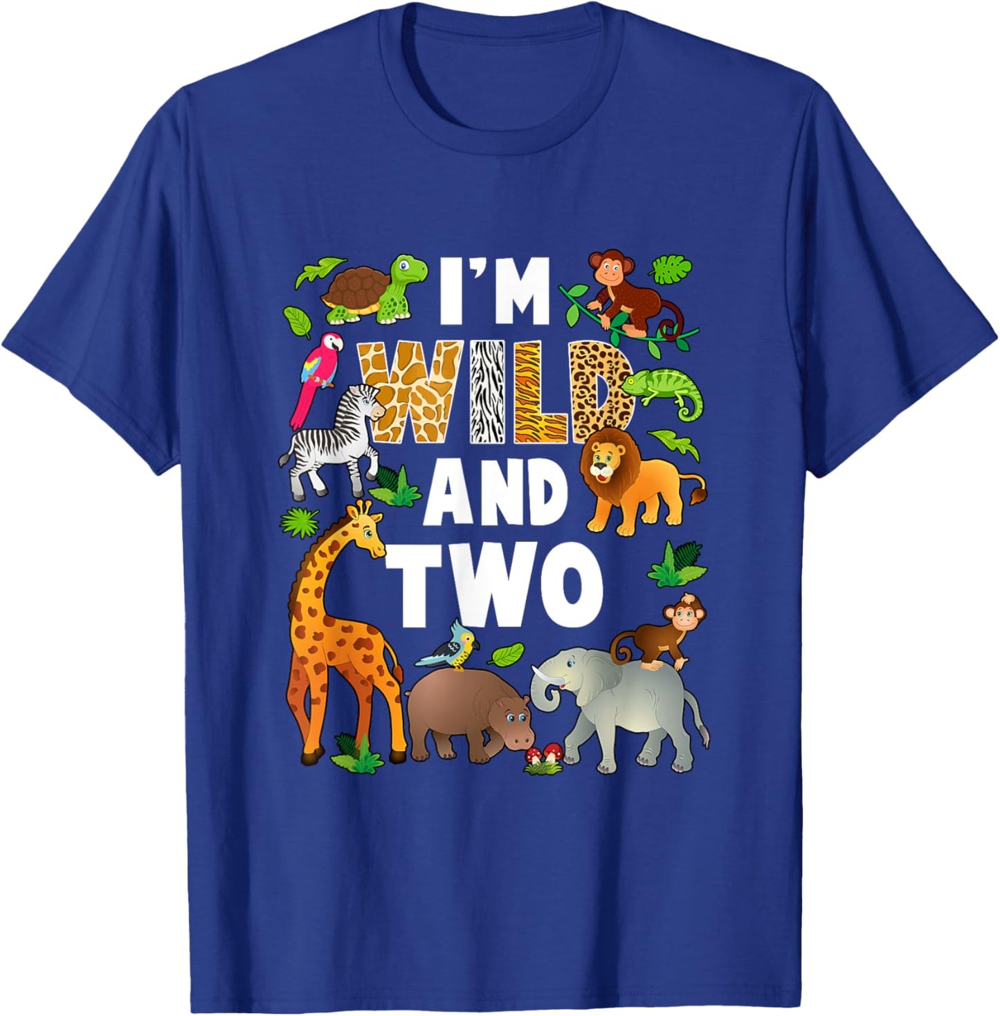 I'm Wild And Two 2 Year Old 2Nd Birthday Safari Jungle T-Shirt - T-Shirt | Royal