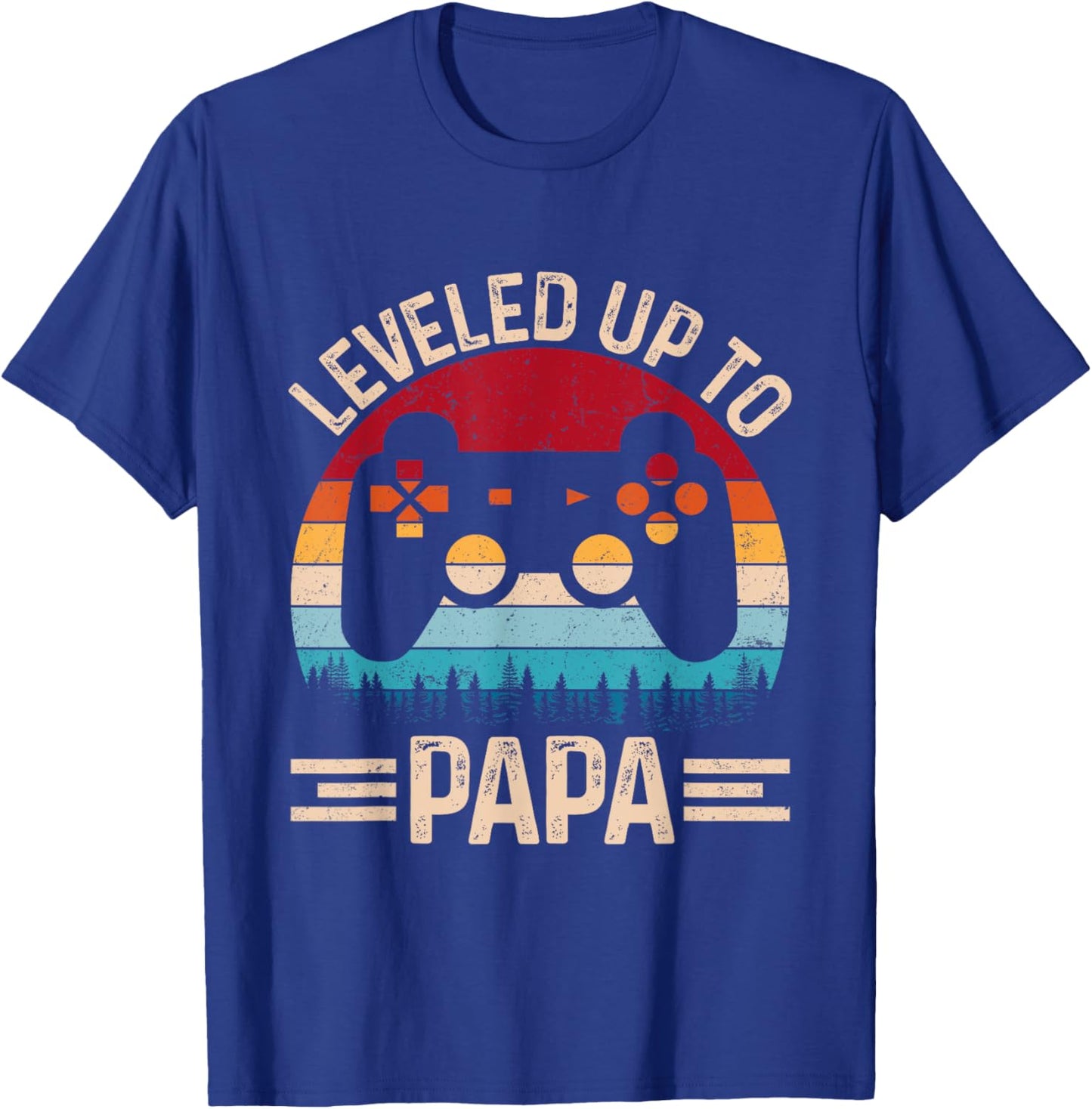 Leveled Up To Papa Video Game Gifts For Father's Day Gaming T-Shirt - T-Shirt | Royal