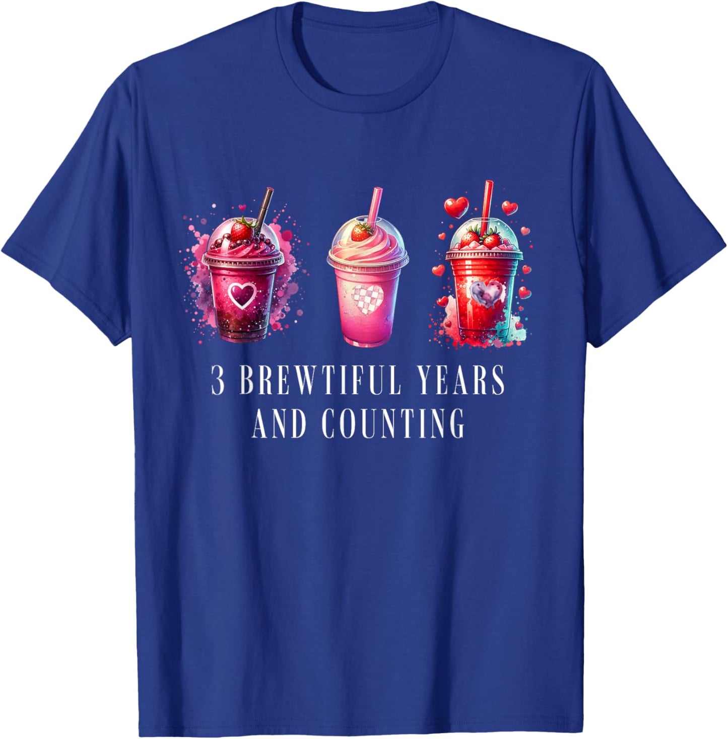 3 Year Work Anniversary Workiversary Frappe Funny 3rd Year T-Shirt - T-Shirt | Royal