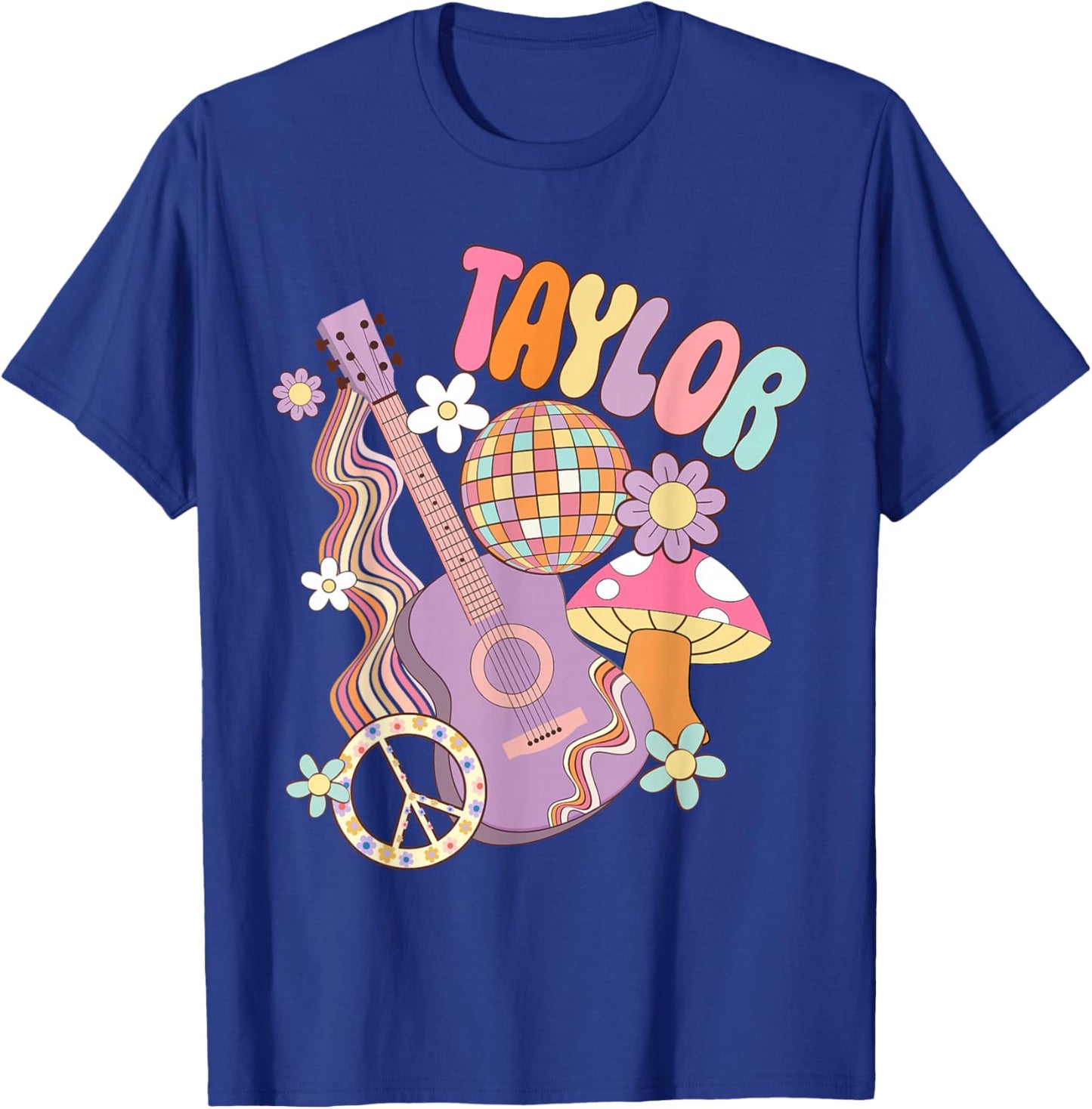 Girl Retro Taylor First Name Personalized Groovy 80's T-Shirt - T-Shirt | Royal
