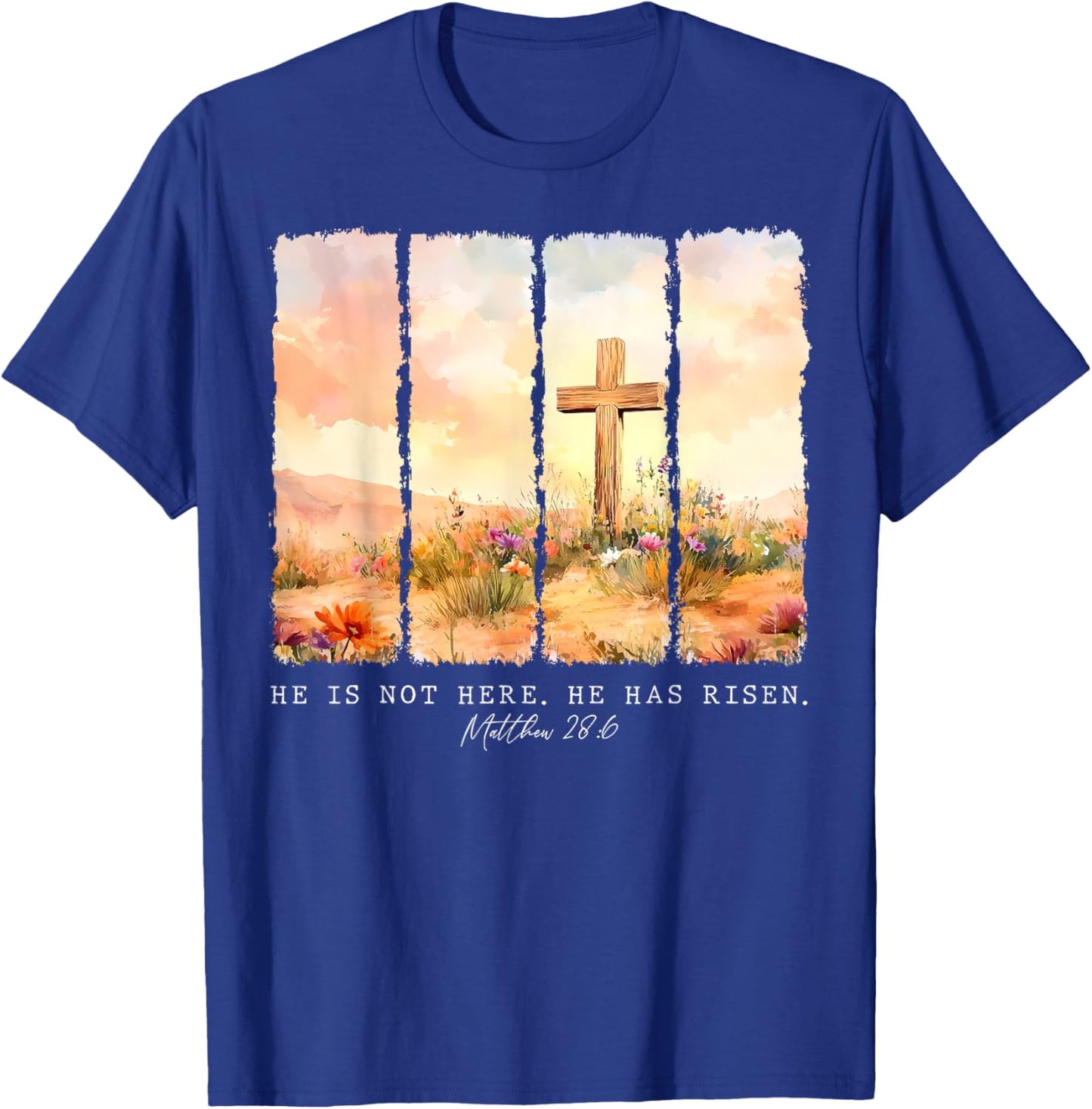 He Is Risen Christian Wildflower Happy Easter Women Girls T-Shirt - T-Shirt | Royal