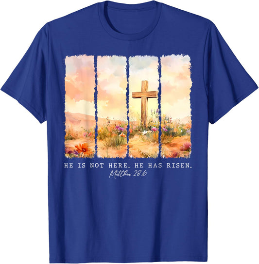He Is Risen Christian Wildflower Happy Easter Women Girls T-Shirt - T-Shirt | Royal
