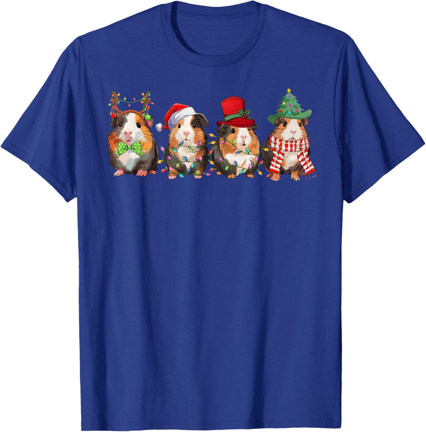 Merry Pigmas Cute Santa Guinea Pig Squad Christmas Lights T-Shirt - T-Shirt | Royal