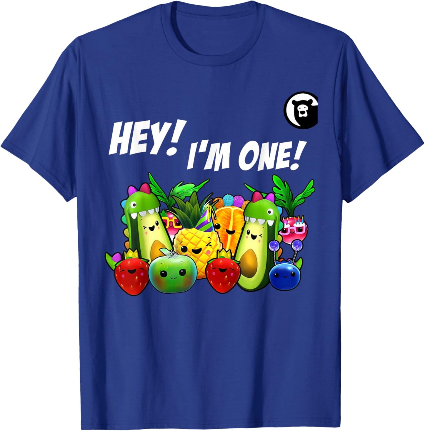 Hey I'm One Birthday Boy Funny Fruit Birthday Hey Bear T-Shirt - T-Shirt | Royal