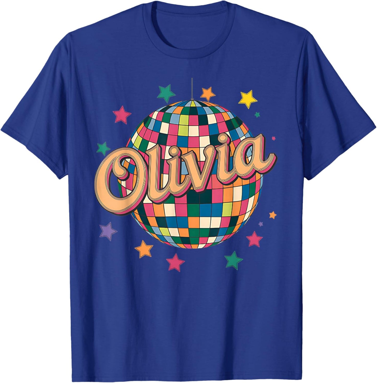 Girl Retro Olivia First Name Personalized Heart T-Shirt - T-Shirt | Royal