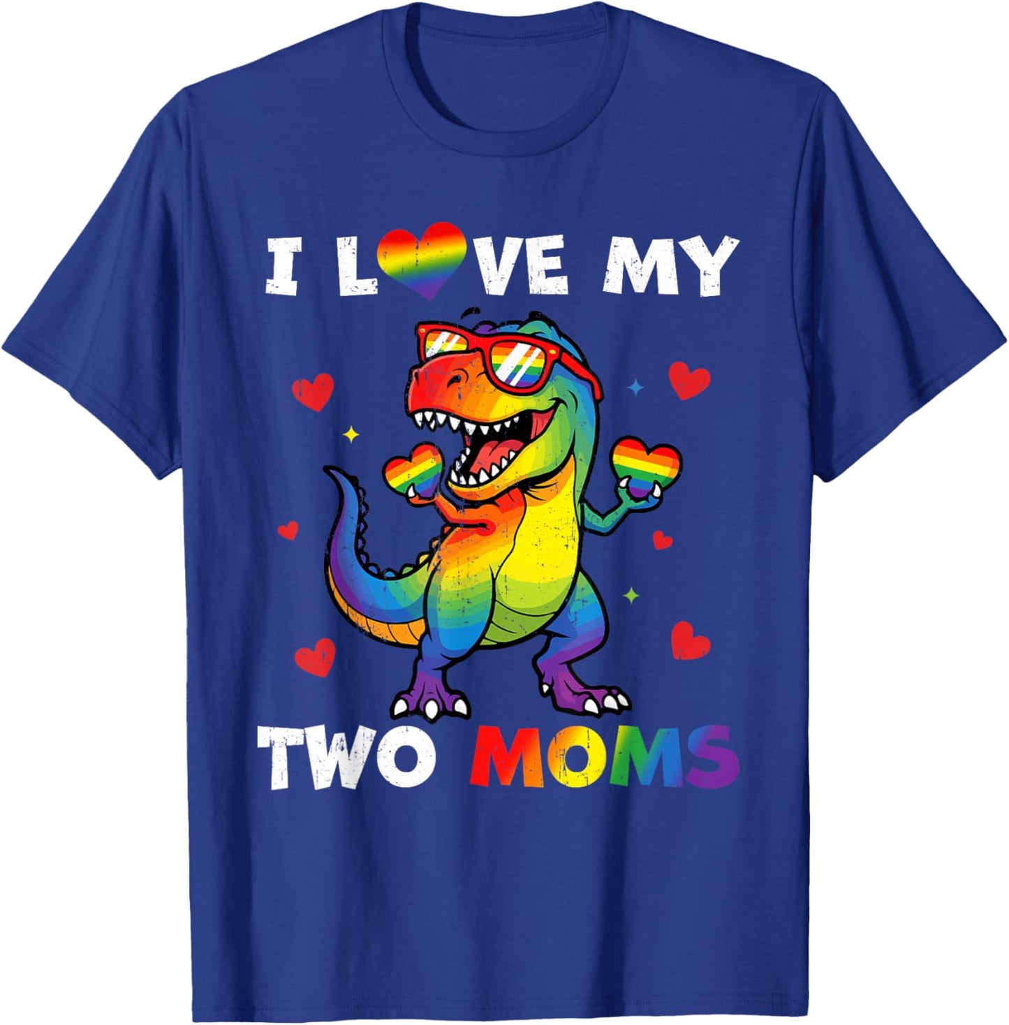 Gay Pride Love Two Moms Dino LGBTQ Ally Rainbow Toddler Kids T-Shirt - T-Shirt | Royal