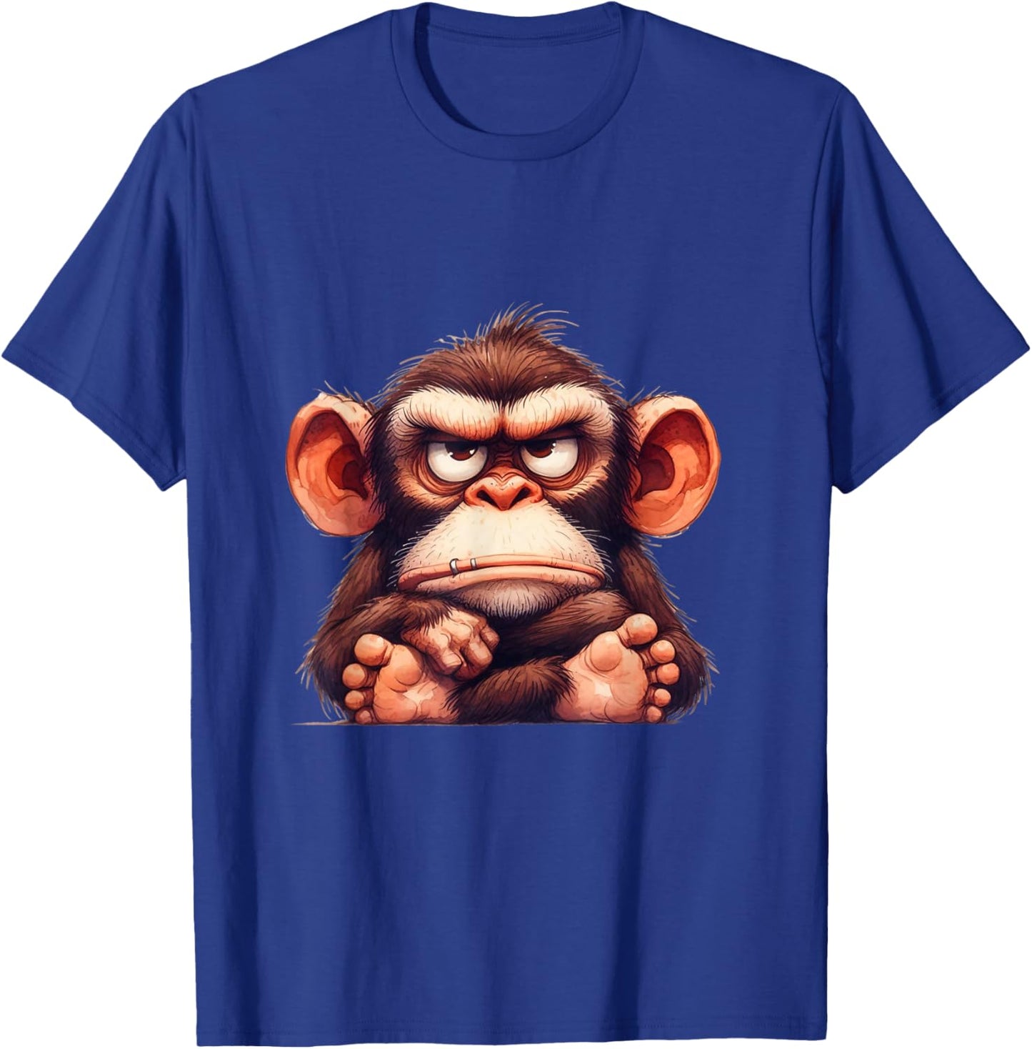 Funny Animals Grumpy Ape Monkey T-Shirt - T-Shirt | Royal