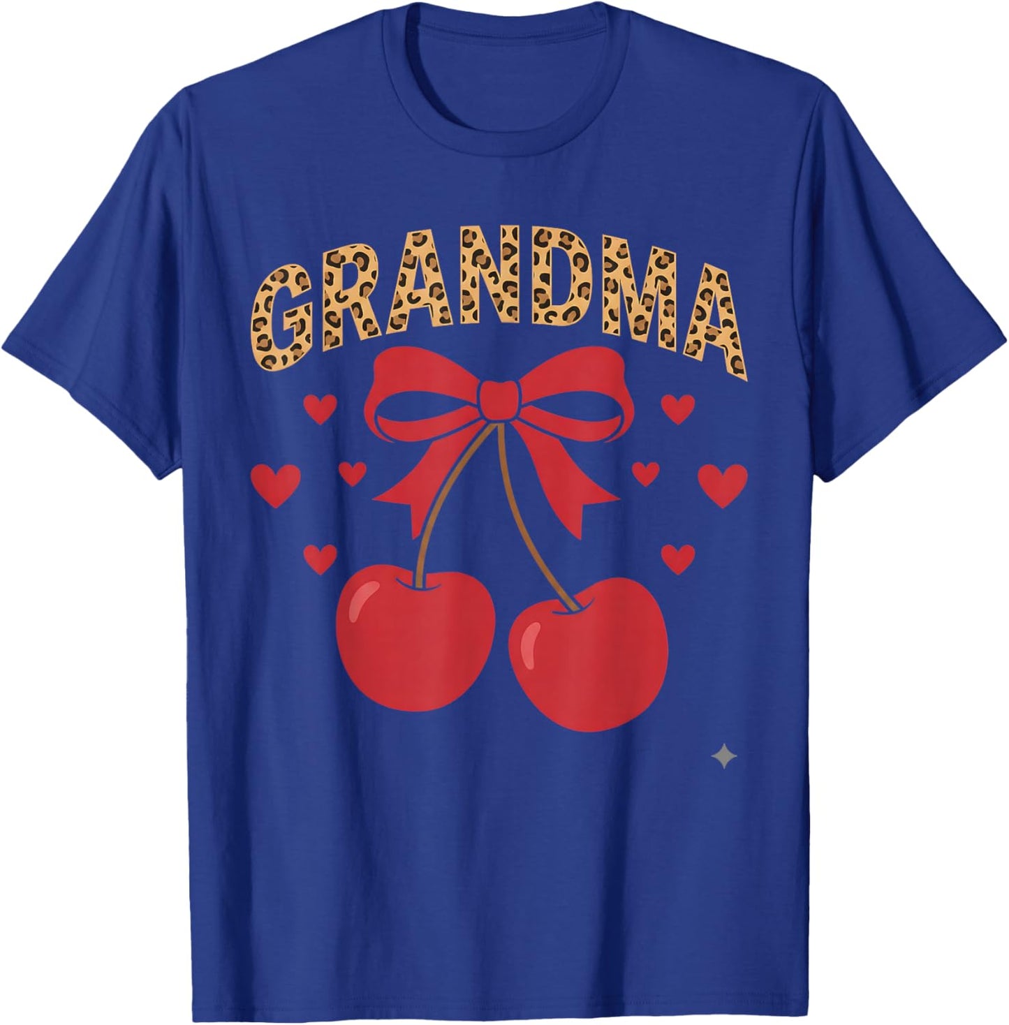 Funny Grandma Leopard Cherry Retro Vintage Family Style T-Shirt - T-Shirt | Royal