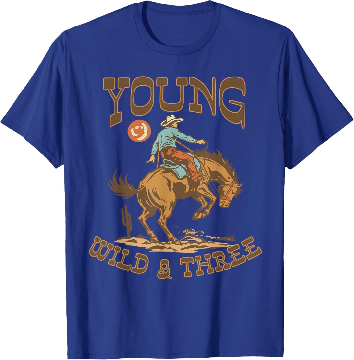 3rd Birthday Rodeo Cowboy Young Wild Three 3 Years Old Boy T-Shirt - T-Shirt | Royal